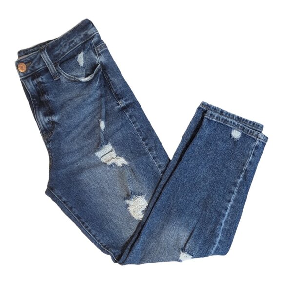 SO Kohl's Distressed Denim High Rise Mom Jeans Women's - Picture 1 of 4